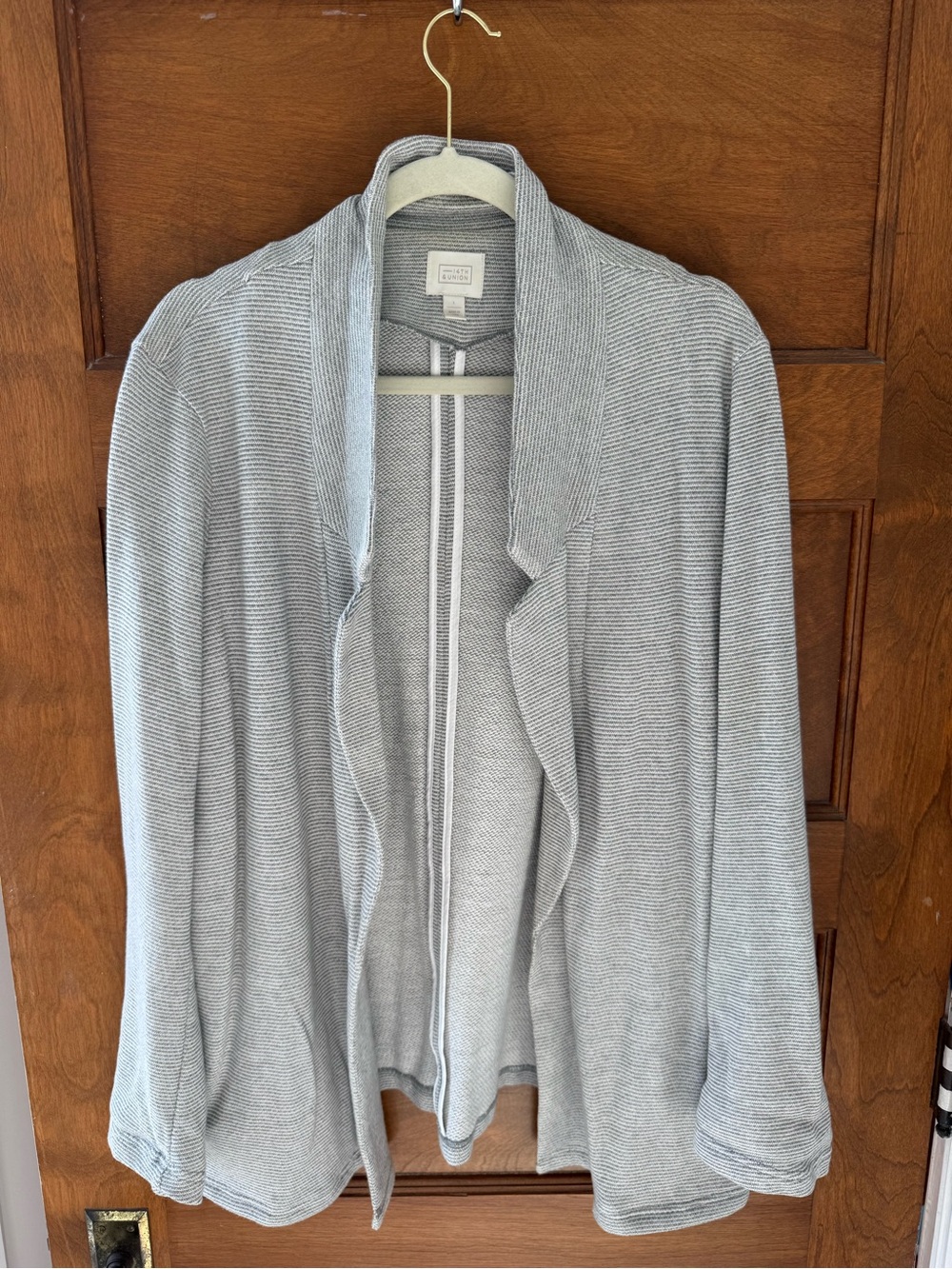 14th & Union Light Gray Open-Front Draped Cardigan